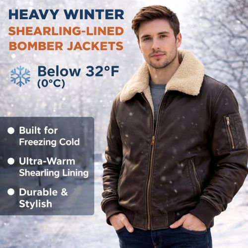 Heavy Winter Shearling Lined Bomber Jackets manufacturer