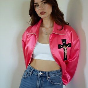 Pink Jesus Varsity Jacket