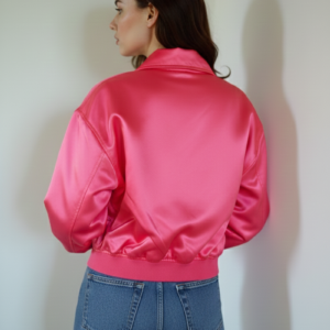 pink satin bomber jacket