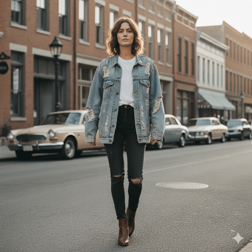 Distressed Vintage Denim Jacket