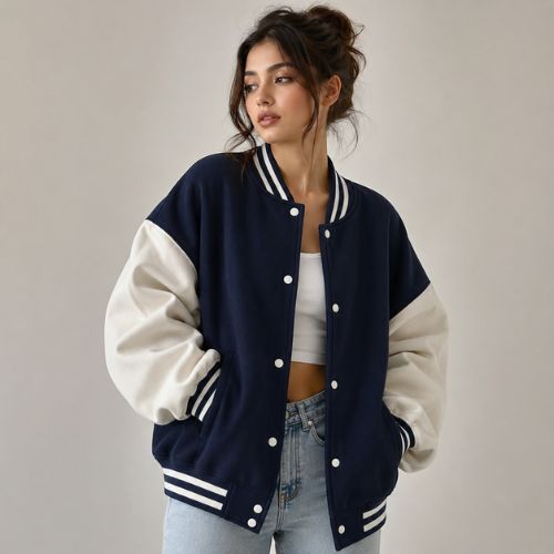 Drop Shoulder Sleeves oversized varsity jacket