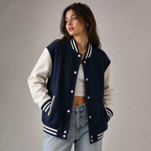 Set-In Sleeves oversized varsity jacket