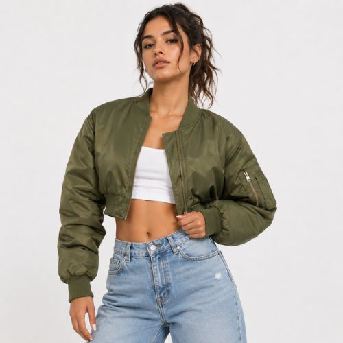 Cropped Bomber Jacket