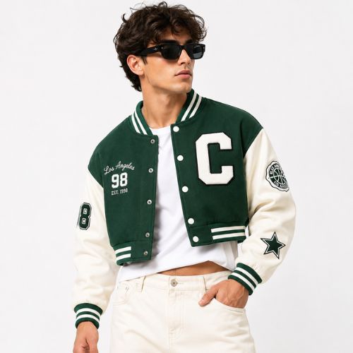 Cropped Varsity Jacket Men
