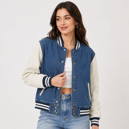 Denim Varsity Jacket women