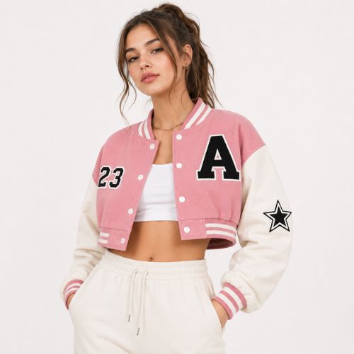 Girls Cropped Varsity Jacket