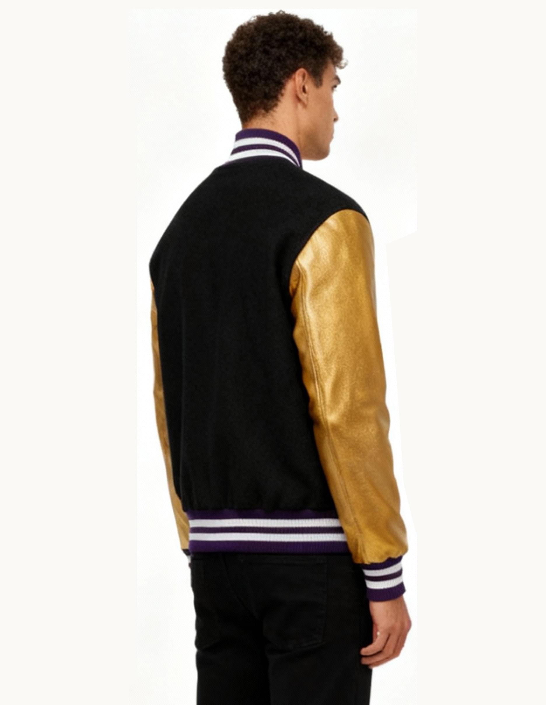 Custom Black and Gold Varsity Jacket - Image 2
